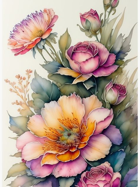 Flower Art Drawing, Flower Painting Canvas, Watercolor Flower Art, 수채화 그림, Flower Art Images, Watercolor Flowers Paintings, Portrait Ideas, Floral Artwork, Flower Art Painting