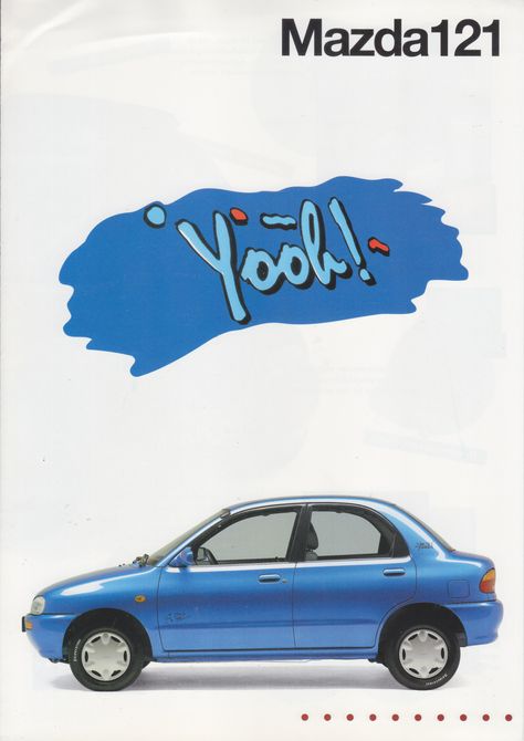 Mazda 121 Yooh!, sales folder, Dutch, c1993, # 012P93 Japanese Advertisement, Mazda 121, Kei Car, Bike Poster, Car Bike, Car Sales, Car Advertising, Car Magazine, Car Posters