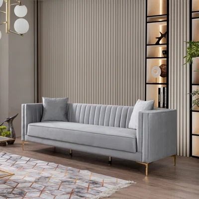 Grey Velvet Sofas You'll Love | Wayfair Modern Classic Sofa, Gray Living Room, Grey Velvet Sofa, Velvet Tuxedo, Luxury Furniture Sofa, Neoclassical Interior, Sofa Review, Urban Loft, Eucalyptus Wood