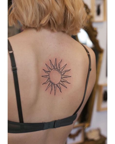 Sun Chest Tattoo, Back Tats, Armband Tattoos, Elbow Tattoos, Sun Tattoos, Sun Tattoo, Rib Tattoo, Feminine Tattoos, Chest Tattoo