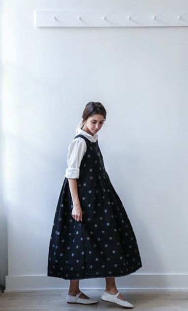 Renne pinafore dress. Dark Wardrobe, Winter 23, Pinafore Dress, High Neck, Wardrobe