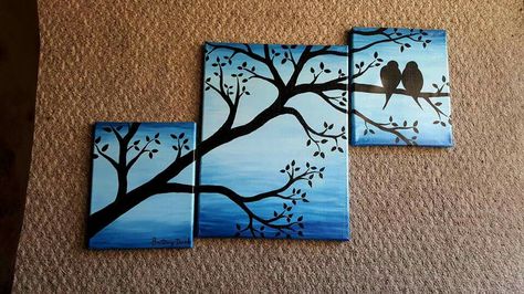 Triple Canvas Painting Ideas, Multi Canvas Painting, Multiple Canvas Paintings, Oil Pastel Colours, Diy Wall Painting, Acrylic Painting Flowers, Painting Canvases, Canvas Painting Tutorials, Easy Canvas Art