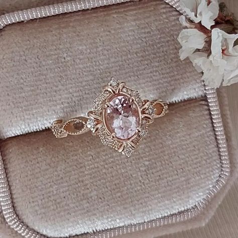 Vintage Art Deco Rings Oval Morganite & Diamond Wedding Ring 14K Rose Gold | eBay Rose Gold Morganite Ring Vintage, Vintage Rings Rose Gold, Rose Gold And Morganite Ring, Engagement Rings Gold And Diamond, Wedding Ring Morganite, Topaz Wedding Ring Yellow, Beautiful Diamond Engagement Rings, Engagement Pearl Rings, Vintage Pink Engagement Ring