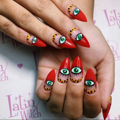 Hippie Nail Art, Art Nail Designs, Evil Eye Nails, Boho Nails, Witchy Nails, Eye Nail Art, Hippie Nails, Nice Nails, Get Nails