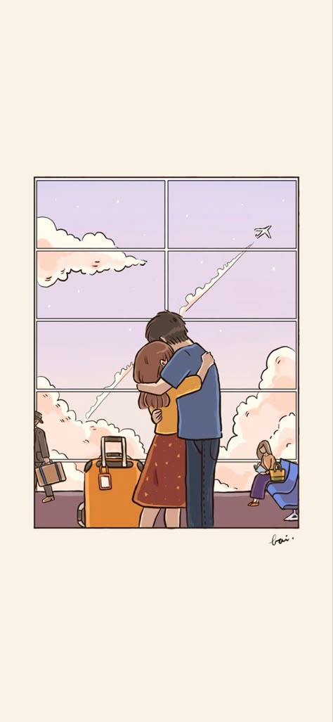 Ldr Aesthetic Couple, Distance Love Illustration, Couple Illustration Cute Relationship Goals, Couple Ldr Illustration, Cute Couple Cartoon Long Distance Wallpaper, Long Distance Love Cartoon, Ilustrasi Couple Ldr, Love Cartoon Couple Hug, Cute Cartoon Couples Wallpapers