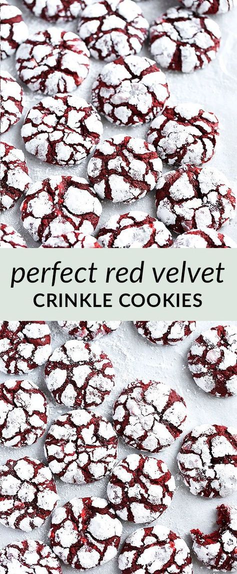 Red Velvet Crinkles, Red Velvet Crinkle Cookies, Crackle Cookies, Easy Cookie Recipe, Crinkle Cookies Recipe, Velvet Cookies, Seasonal Desserts, Cookies Soft, Chocolate Crinkle Cookies