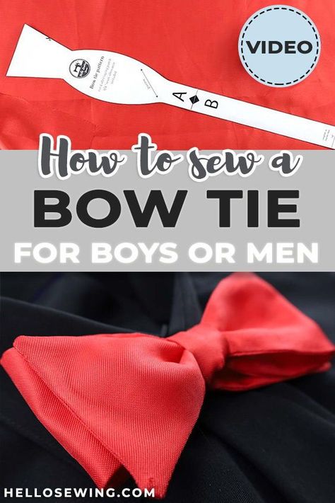 How To Make A Bow Tie With Fabric, How To Tie A Bow Tie Step By Step, Diy Bow Tie For Men, Mens Bowtie Pattern, Bowtie Pattern Sewing, Sew A Bow Tie, How To Make A Bowtie, How To Sew A Bow Tie, How To Sew A Tie