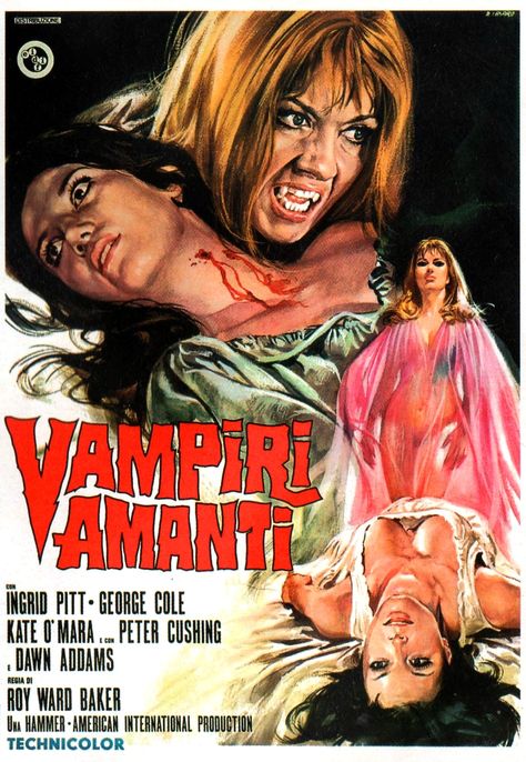 The Vampire Lovers (1970) Italian poster The Vampire Lovers, Vampire Lovers, Hammer Horror Films, Vintage Films, Old Movie Poster, Vampire Film, Italian Movie Posters, Horror Vintage, Francois Truffaut