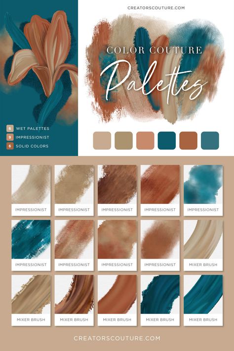 Green And Turquoise Color Palette, Blue And Rust Color Palette, Wedding Pallet Ideas Colour Schemes, Teal Moodboard, Teal Color Palettes, Creative Color Palette, Elegant Colour Palette, Wedding Ideas Color Schemes, Fashion Color Palette