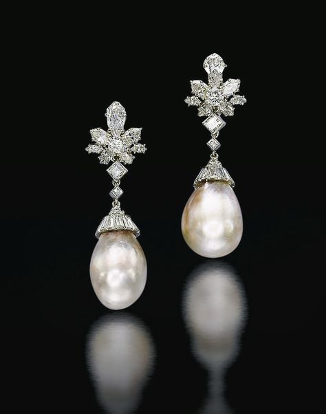 A PAIR OF NATURAL COLOURED PEARL AND DIAMOND EAR PENDANTS | earrings, diamond | Christie's Unique Pearl Earrings, Large Pearl Earrings, Tiaras Jewellery, The Bling Ring, Pearl Jewels, Bridal Earrings Pearl, Pearl And Diamond Earrings, Natural Pearl, Jewelry Design Necklace