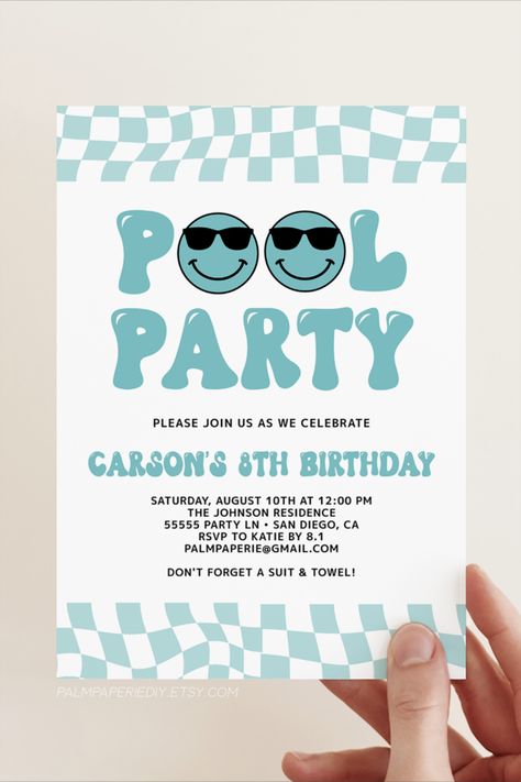 Pool Party Birthday Ideas Boys, Swim Theme Birthday Party, 4th Birthday Pool Party For Boys, Pool Party 1st Birthday Boy, 3rd Birthday Pool Party For Boy, Boy Pool Party Themes, Pool Party Boys Birthday, Swim Birthday Party Ideas, Pool Birthday Party Ideas For Boys