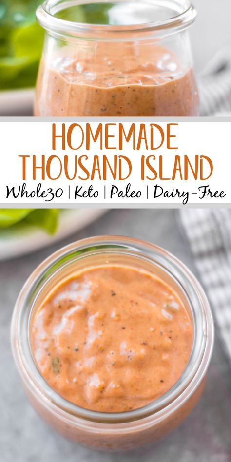 Southwest Ranch Dressing, Whole 30 Salads, Homemade Thousand Island, Dairy Free Salad Dressing, Homemade Thousand Island Dressing, Dairy Free Dressing, Southwest Ranch, Diy Dressing, Keto Salad Dressing