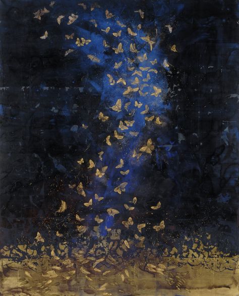 Metamorphosis (2008) - Hiroko Otake Black, Butterflies, Blue And Gold, Dark Blue, Floating, Gold, Blue