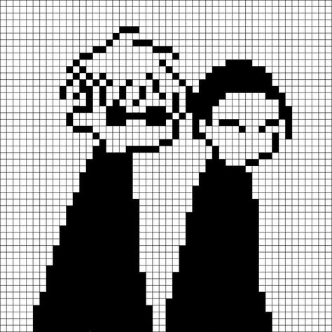 Gojo Grid Pattern, Gojo Satoru Crochet Pattern, Cute Crochet Pixel Grid, Gojo Cat Crochet Pattern Free, Gojo Alpha Pattern, Pixel Art Pattern Black And White, Gojo Crochet Pattern, Pixel Grids Crochet, Pixel Art For Crochet