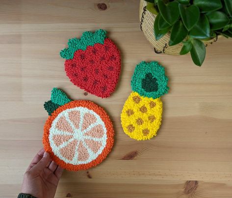 How to Make Punch Needle Coasters + FREE Pattern! | LoveCrafts Punch Needle Coaster Patterns Free Printable, Punch Needle Coaster Patterns, Coasters Free Pattern, How To Make Punch, Punch Needle Coasters, Punch Needle Coaster, Coaster Diy, Coaster Patterns, Get Summer Ready