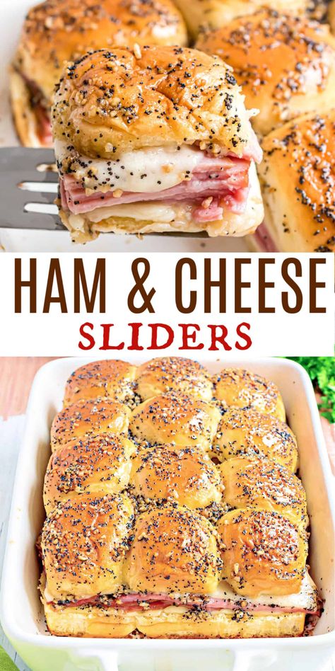 Sliders Recipes Hawaiian Rolls, Ham And Swiss Sliders, Ham Cheese Sliders, Ham Sliders, Savory Ham, Snack Dinner, Ham And Cheese Sliders, Ham And Swiss, Cheese Sliders