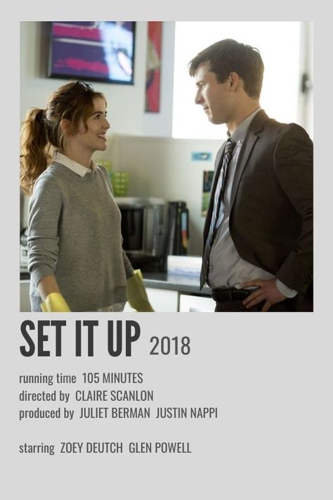 Set It Up Movie Poster, Set It Up Movie, Up Movie Poster, Up Movie, Set It Up, Zoey Deutch, Glen Powell, Minimalist Movie Poster, Movie Posters Minimalist