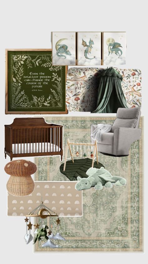 Green, fantasy/woodland forest Fantasy Woodland, Nursery Inspo, Woodland Forest, Baby Nursery, Nursery, Forest, Green