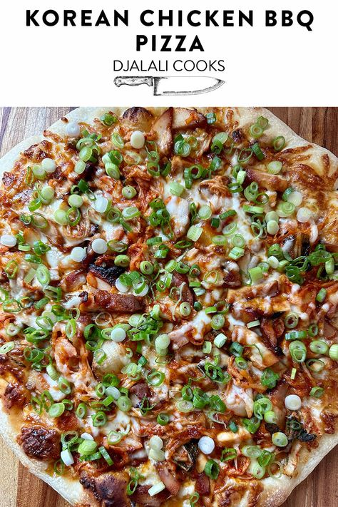 Asian Pizza Ideas, Korean Bbq Pizza, Asian Style Pizza, Asian Pizza Recipes, Cool Pizza Ideas, Gochujang Pizza, Pizza Flavors Ideas, Korean Pizza Recipe, Pizza Toppings Ideas