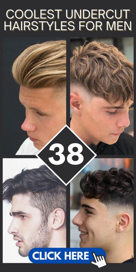 Elevate your style with the 38 coolest undercut hairstyles for men! Discover trendy and edgy looks to enhance your haircut. #UndercutHairstyles #MensHair #StyleInspiration Men Haircut Long Top Short Sides, Best Undercut Hairstyles For Men, Wavy Pompadour Men, Undercut Combover Men, Medium Length Undercut Men, Short Hair Undercut Masc, Faded Undercut Mens, Men’s Trendy Haircut 2024, Shaved Hairstyles Men