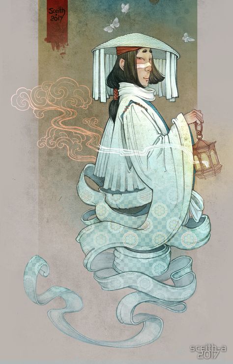 ArtStation - Yōkai (Japanese folklore), Olga Levina Ittan Momen, Japanese Mythical Creatures, Guerriero Samurai, Folklore Art, Japanese Mythology, Japanese Folklore, Mythology Art, Korean Art, Japanese Painting