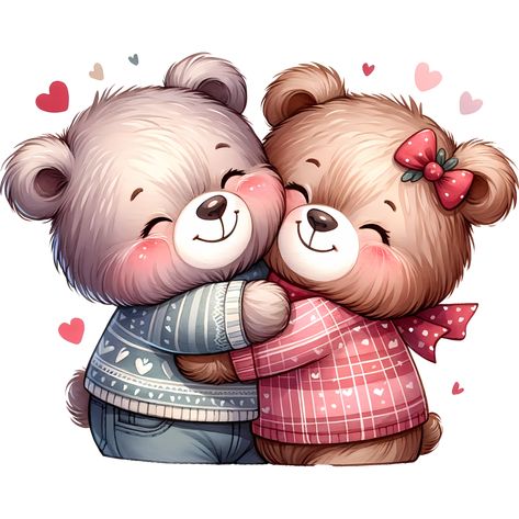 Bears In Love, Cute Cartoon Couple, Forever Friends Bear, Teddy Bear Images, Bear Images, Cartoon Couple, Cute Animal Clipart, Valentines Day Greetings, Valentine's Day Greeting Cards