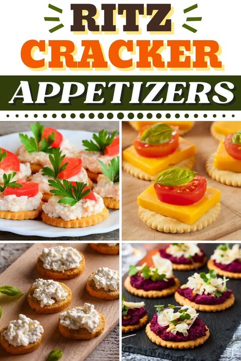 iIt's so easy to throw these Ritz cracker appetizers together in a pinch! From spicy shrimp to berries and cream to crab meat salad, your guests will gobble up these tasty Ritz cracker toppings. Ritz Cracker Appetizer Recipes, Cream Cheese Crackers Appetizer, Cracker Hors D’oeuvres, Ritz Snacks Ideas, Cracker Appetizers Ideas, Cracker Appetizers For Party, Food On Toothpicks, Croustades Fillings, Appetizers With Crackers