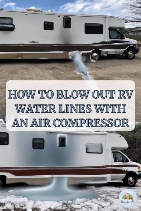 Ready to winterize your RV like a pro? Discover the step-by-step guide to blowing out your RV water lines with an air compressor, ensuring your home-on-wheels is safe from freezing damage! 🚐❄️ How do you plan to protect your RV this winter? Share with us! Click to learn more. #RVingKnowHow #RVWinterizing #RVmaintenance #RVtips Winterize Rv, Rv Camping List, Rv Diy, Rv Winterizing, Camper Maintenance, Leisure Travel Vans, Travel Vans, R Pod, Rv Repair