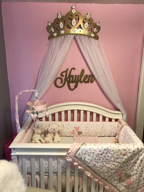 Princess Baby Bedding, Princess Nursery Decor, Pink Canopy, Baby Crib Canopy, Bed Crown, Princess Nursery, Crib Canopy