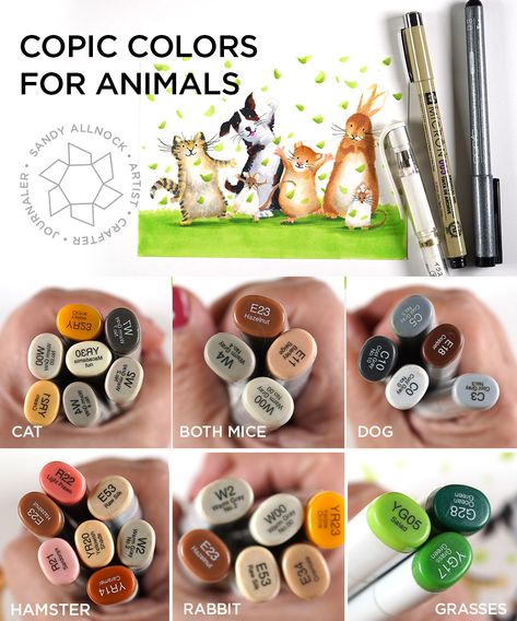 Copic Coloring Tutorials, Copic Marker Color Chart, Copic Marker Set, Copic Tips, Copic Color Chart, Coloring Animals, Copic Colors, Marker Coloring, Copic Markers Tutorial