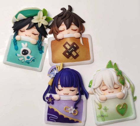 Genshin Nendoroid, Genshin Art, Clay Stuff, Clay Diy Projects, Clay Crafts Air Dry, Anime Crafts, Polymer Clay Dolls, Cute Clay, Clay Art Projects