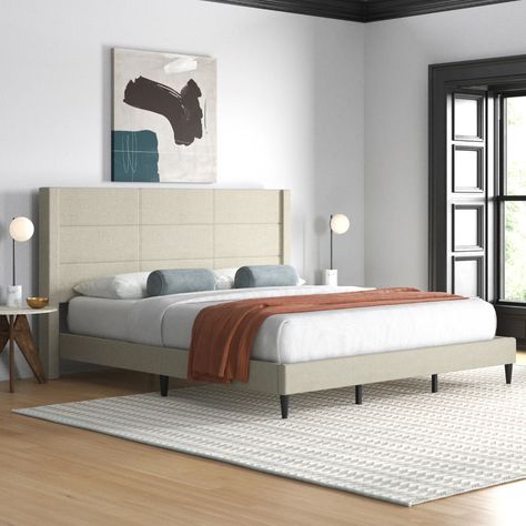 Mercury Row® Ogorman Upholstered Bed & Reviews | Wayfair Platform Bed Upholstered, Low Profile Platform Bed, Modern Bed Frame, Adjustable Bed Base, Wingback Bed, Cozy Texture, Bed Blankets, Contemporary Bed, Master Bed