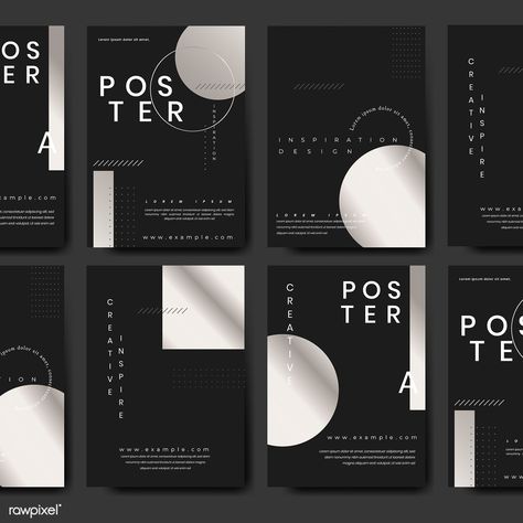 Minimal poster template vector set | premium image by rawpixel.com / Kappy Kappy Brochure Design Layouts, Minimalist Poster Design, Silver Invitation, Infographic Poster, Graph Design, Simple Designs To Draw, Minimal Poster, Grafic Design, Poster Layout