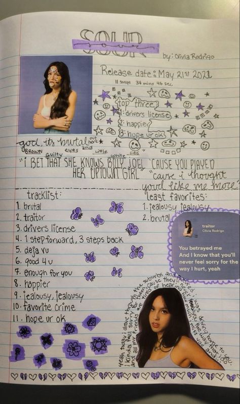 Drawing Ideas Ariana Grande, Ariana Grande And Olivia Rodrigo, Diy Taylor Swift Poster, Song Book Aesthetic, Album Pages Ideas, Vampire Olivia Rodrigo Aesthetic, Olivia Rodrigo Art Ideas, Olivia Rodrigo Journal Page, Taylor Swift Journaling