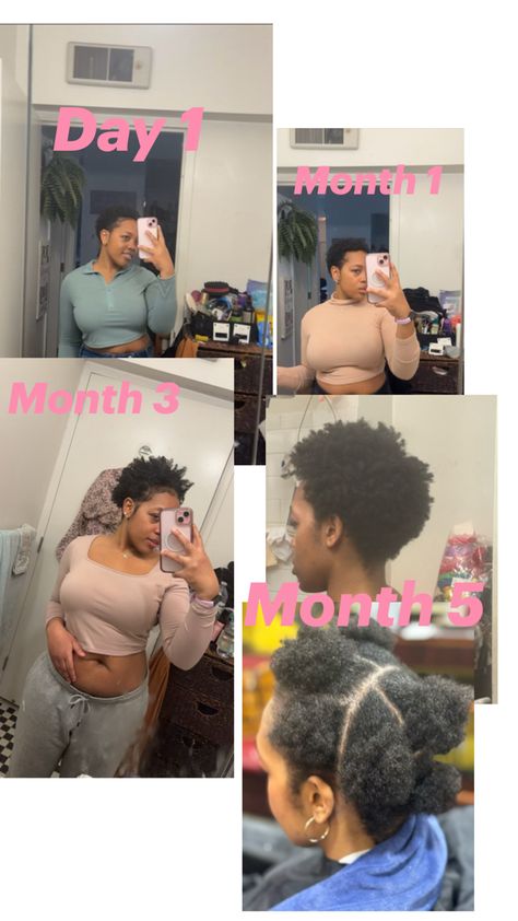 My hair growth from day 1 to month 5 2 Months Hair Growth, Hair Growth Chart In Months, Natural Hair Growth Chart, One Month Hair Growth, 6 Month Natural Hair Growth, 1 Year Natural Hair Growth, 1 Year Hair Growth, How Long Will My Hair Grow In 6 Months, Hair Growth Progress 6 Months