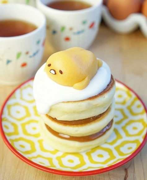 ✨ Pancakes anyone? 😋💛 These fluffy Hottokeki or Japanese hotcakes look so yummy! 🤤 The kawaii Gudetama on top is making them more irresistible! 😻 🤗 🍳 📸: Mitsuwa Marketplace⁠ Pancakes, Cream, Kawaii, Yellow, Instagram, Carrd Png, Lazy Weekend, Pinterest Likes, The World