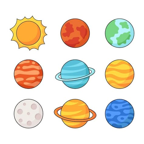 Planet Sketch, Mercury Planet, Planet Crafts, Planet Vector, Planet Icon, Diy Gift For Bff, Planet Drawing, Space Icons, Sky Art Painting