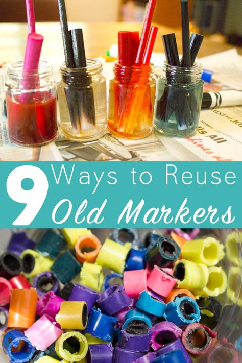 What To Do With Old Markers, Old Markers What To Do With, What To Do With Markers, Things To Do With Markers, Empty Pill Bottle Crafts, Recycled Pens, Bucket Crafts, Craft Hacks, Library Crafts