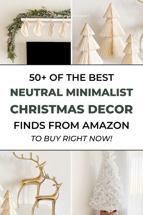 neutral christmas decor, minimalist christmas decor Minimalist Holiday Tablescapes, Christmas Decor Ideas Amazon, Cozy Neutral Christmas Decor, Simple Neutral Christmas Decor, Minimalist Christmas Mantle, Christmas Amazon Finds, Modern Neutral Christmas Decor, Christmas Decor Ideas Entry Way, Nude Christmas Decor