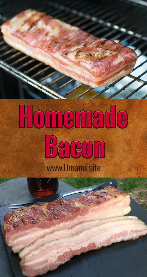 Breakfast Bacon Recipes, Home Made Bacon, Breakfast Bacon, Homemade Bacon, Smoked Food, Smoked Pork, Smoked Food Recipes, Bacon Recipes, On The Grill