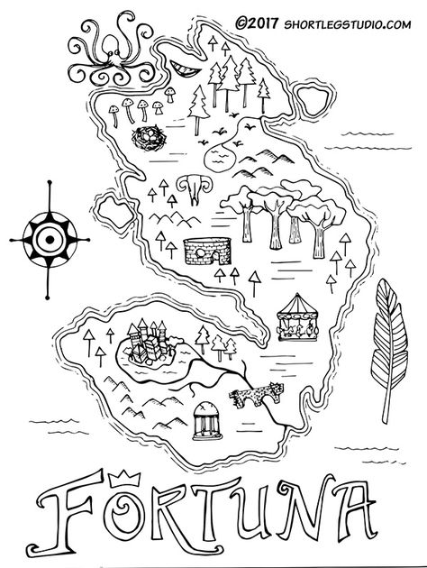 My original Fortuna map drawing. Fantasy Island Map Drawing Ideas, Rice Island Map Drawing, Fake Map Drawing, Diy Map With Rice, Aesthetic Map Drawing, How To Draw A Map, Island Map Drawing, Rice Map Drawing, Pirate Drawings