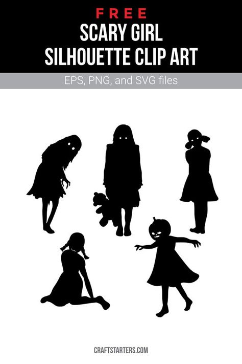 Halloween Yard Art, Halloween Silhouettes, Silhouette Clip Art, Girl Silhouette, Halloween Yard, Black And White Decor, Silhouette Art, White Image, Halloween Party Decor