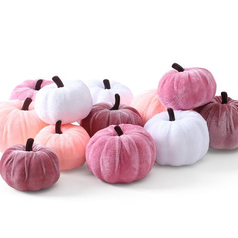 PRICES MAY VARY. 【Quantity of Velvet Pumpkin】Package contains 12 small velvet pumpkins in four colours with three pumpkins in each colour. The respective colours are:blush pink white coral pink and peach pink. These great looking pumpkins can be used for beautiful autumn, Thanksgiving or Halloween decorations. 【Size of Pumpkins】Two Size.The pumpkin is about 3.3 in tall and roughly 2.9 in wide and about 2.9 in tall and roughly 2.6 in wide. 【Material of Fall Pumpkin】The small pumpkin is made of so Halloween Room Decor Pink, Mauve Fall Decor, Pumpkin Spice Decor, Colorful Fall Decor, Fall Decor Wedding, Pink Pumpkin Party, Fall Apartment, Pink Halloween Decor, Farmhouse Table Centerpiece