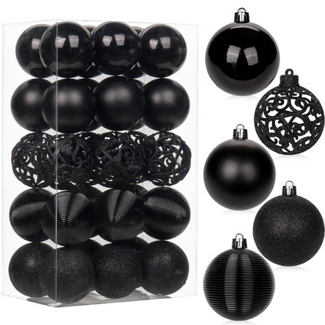 Large Indoor Trees, Black Christmas Tree Decorations, Black Christmas Decorations, Black Christmas Tree, Goth Christmas, Frosted Christmas Tree, Christmas Ball Ornaments, Christmas Apartment, Christmas Tree Branches