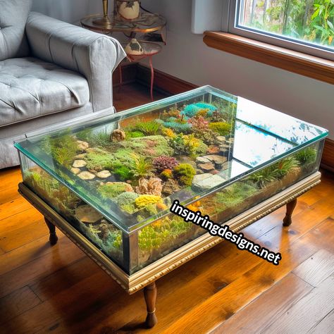 Terrarium Coffee Tables: The Green Oasis Your Home Has Been Missing – Inspiring Designs Terrarium Coffee Table Diy, Miss Terrarium, Terrarium Furniture, Terrarium Coffee Table, Table Terrarium, Animal Coffee Table, Aquarium Table, Customize Furniture, Terrarium Table