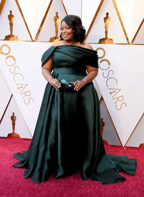 Oscars Red Carpet Dresses 2018 | POPSUGAR Fashion Oscars Red Carpet Dresses, Octavia Spencer, Black Tie Attire, Oscars Red Carpet, Off The Shoulder Maxi Dress, Plus Size Gowns, Brandon Maxwell, Plus Size Party Dresses, Evening Dresses Plus Size