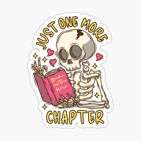 Books Reading Quotes, One More Chapter Sticker, Cool Sticker Ideas, Cute Book Stickers, Cool Laptop Stickers, Reading Stickers, Weird Stickers, Funny Laptop Stickers, Medical Stickers