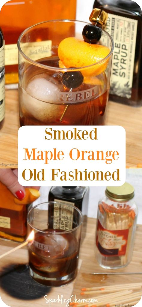 Old Fashion Drink Recipe, Maple Cocktail, Sunday Christmas, Trophy Diy, Smoked Whiskey, Super Bowl Trophy, Smoked Cocktails, Old Fashioned Drink, Orange Cocktails