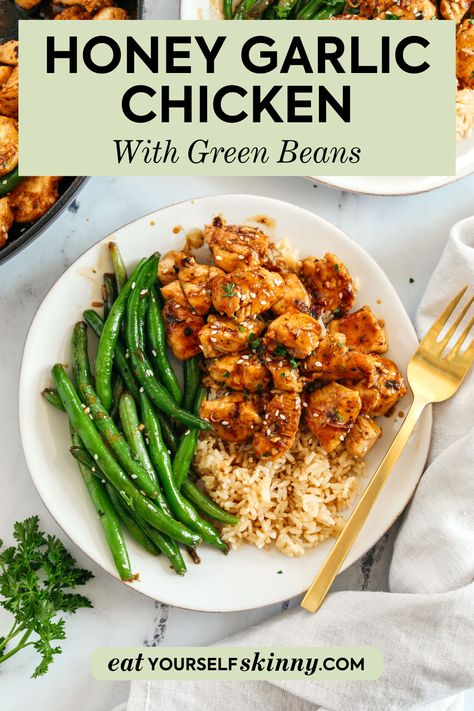 Tired of the same old dinner routine? Check out this quick and easy dinner recipe that's not only better than takeout, but also bursting with flavor. This Honey Garlic Chicken and Green Beans recipe, you'll be the hero of family dinners and impress your friends. Click to discover your new favorite dinner recipe! Chicken Thigh And Green Bean Recipe, Dinner Recipes For Two Asian, Dinners With Green Beans, Green Bean Dinner Ideas, Dinner Recipes With Green Beans, Dinner Ideas With Green Beans, Healthier Dinner Options, Easy Chicken And Green Bean Recipes, Easy Dinner Recipes With Leftovers