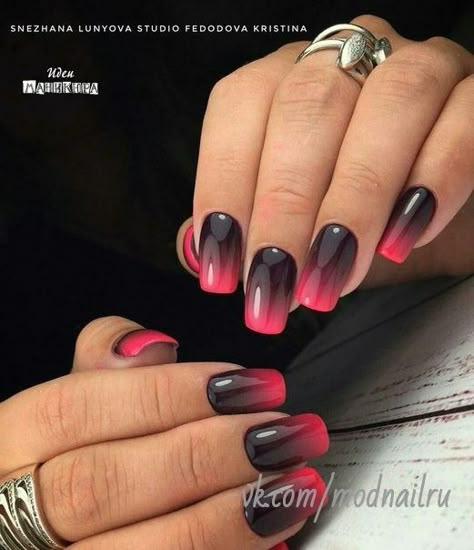 ❤️❤️❤️ Black Ombre Nails, Unghie Sfumate, Fingernail Designs, Ombre Acrylic Nails, Her Nails, Ombre Nail Designs, Nail Art Ombre, Black Ombre, Black Nail